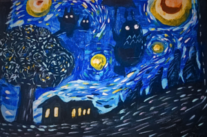 totoro noche estrellada